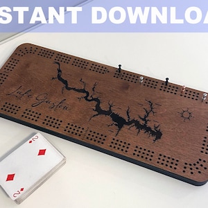 Cribbage Board Cut File, Rectangular Cribbage Board File, Instant Download, Glowforge File, Laser File, Personalized Game Board, Card Games