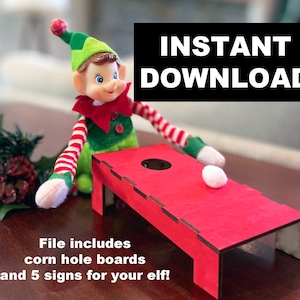 Christmas Elf #6 - Christmas Elf Cornhole, Props and Signs INSTANT DOWNLOAD File for Laser Cutters
