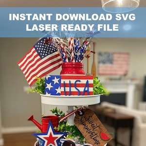 America, 4th of July, Patriotic Tier Tiered Tray Kit, SVG File, Glowforge File, Wood Signs, Laser Cutting, Instant Download