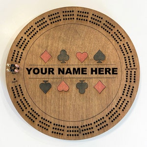 Cribbage Board Cut File, Round Cribbage Board, Three Track, Instant Download, Glowforge File, Laser File, Personalized Game Board, Games