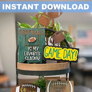 FOOTBALL Tier Tiered Tray Kit, SVG File, Glowforge File, Wood Signs, Laser Cut, Instant Download, Football, Football Season, Football Signs