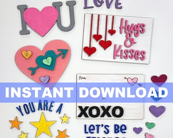 Valentine's Day Cards File Instant Download for DIY Kit, SVG, DXF  Glowforge File, Laser Cut, Kids Crafts, Paint Party, Custom Valentine Kit