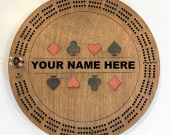 Cribbage Board Cut File, Round Cribbage Board, Three Track, Instant Download, Glowforge File, Laser File, Personalized Game Board, Games