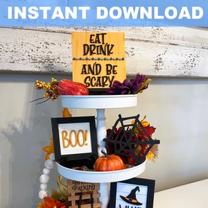 Signes de plateau à plusieurs niveaux de thème de sorcière d'Halloween, fichiers SVG, fichiers DXF, fichier Glowforge, découpé au laser, téléchargement immédiat, signe d'Halloween, sorcières