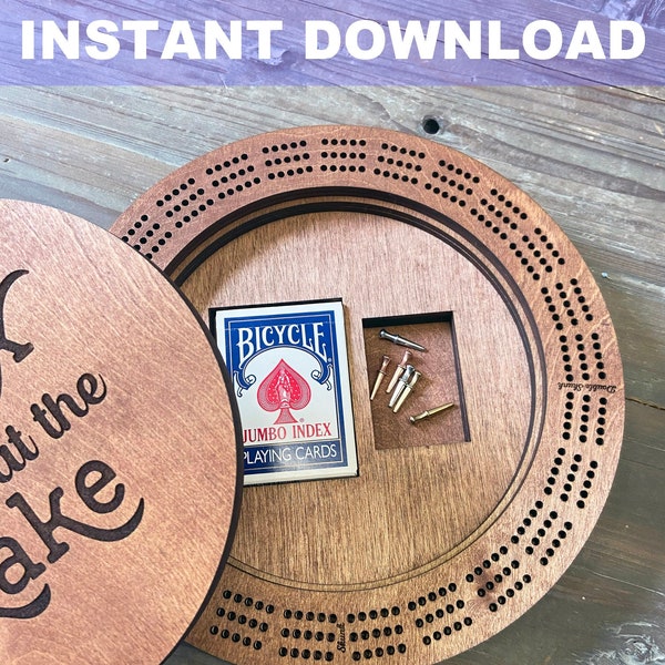 Cribbage Board with Storage Compartment FILE, 3 and 4 Track Files Included, Instant Download, Glowforge File, Laser File, Personalized Game