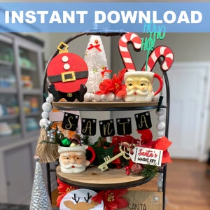 Santa Christmas Tier Tiered Tray Kit, SVG File, Glowforge File, Wood Signs, Laser Cut, Instant Download, Ornament, Mini Signs, Tray Decor