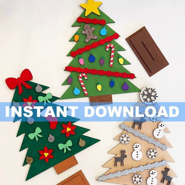 Christmas Tree File Instant Download for DIY Kit, SVG, DXF  Glowforge File, Laser Cut, Kids Crafts, Christmas Craft, Paint Party, Decoration