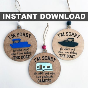 Het spijt me voor wat ik zei toen ik de boot-ornament aan het aanleggen was, het spijt me voor wat ik zei toen ik de camper-ornament aan het parkeren was