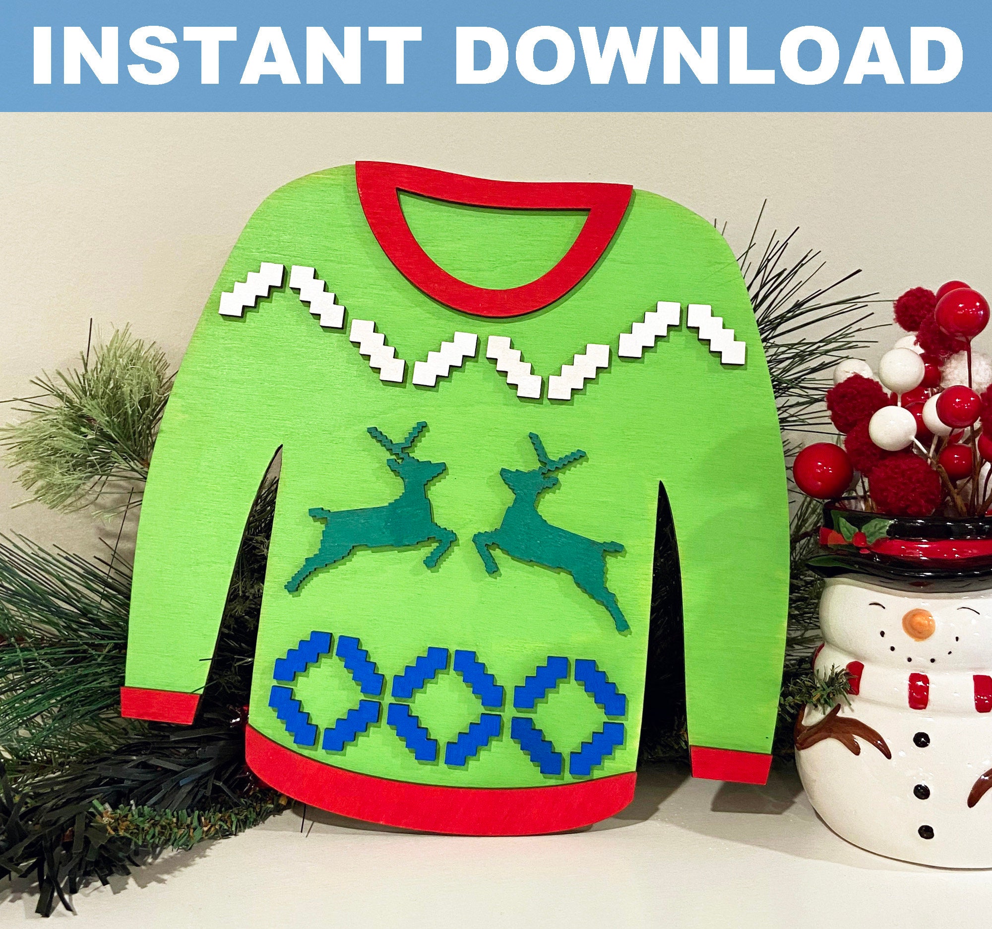Christmas Sweater File Instant Download for DIY Kit, SVG, DXF Glowforge ...