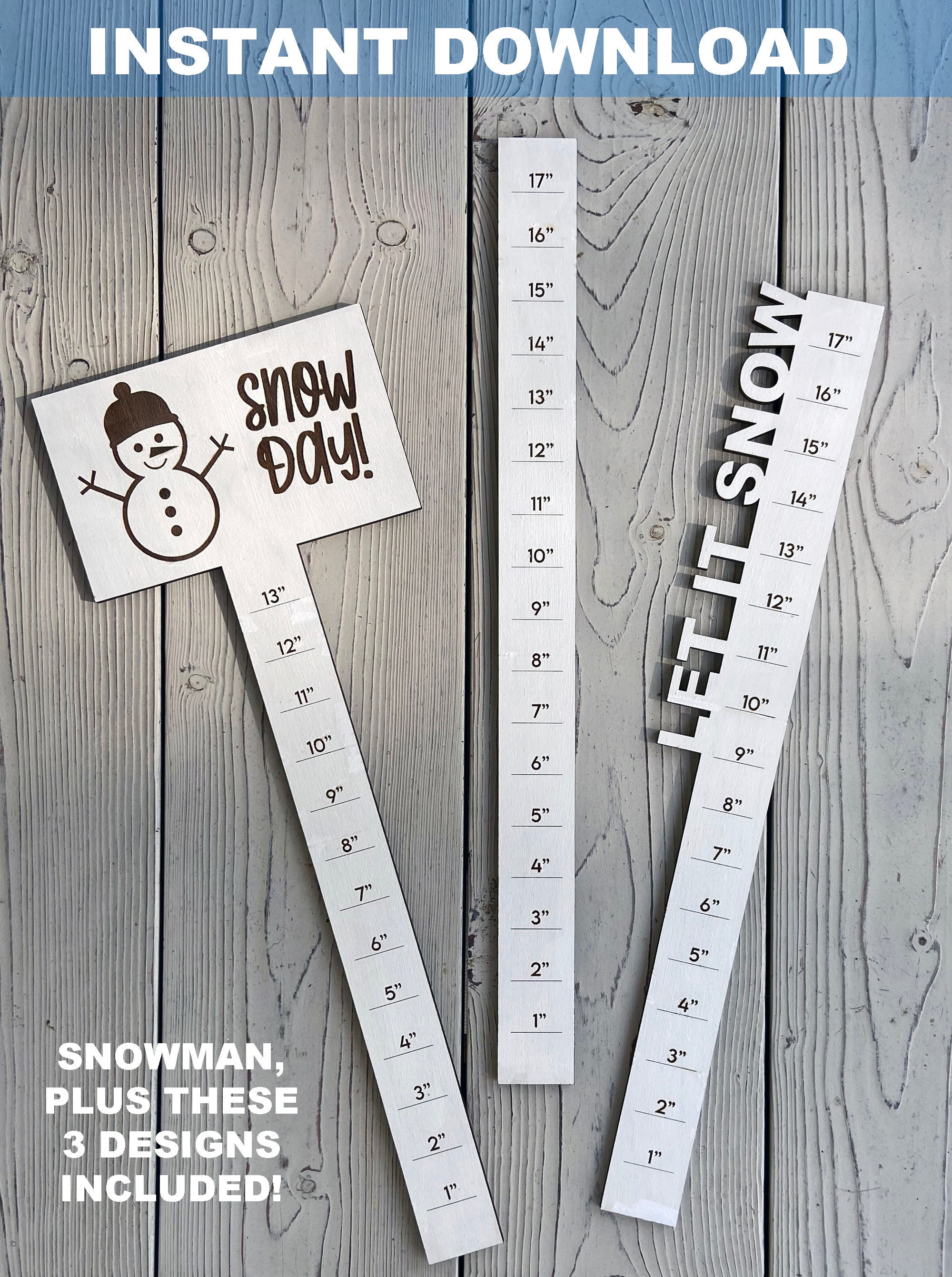 Snowman Snow Measuring Sticks Instant Download 4 Design | Etsy