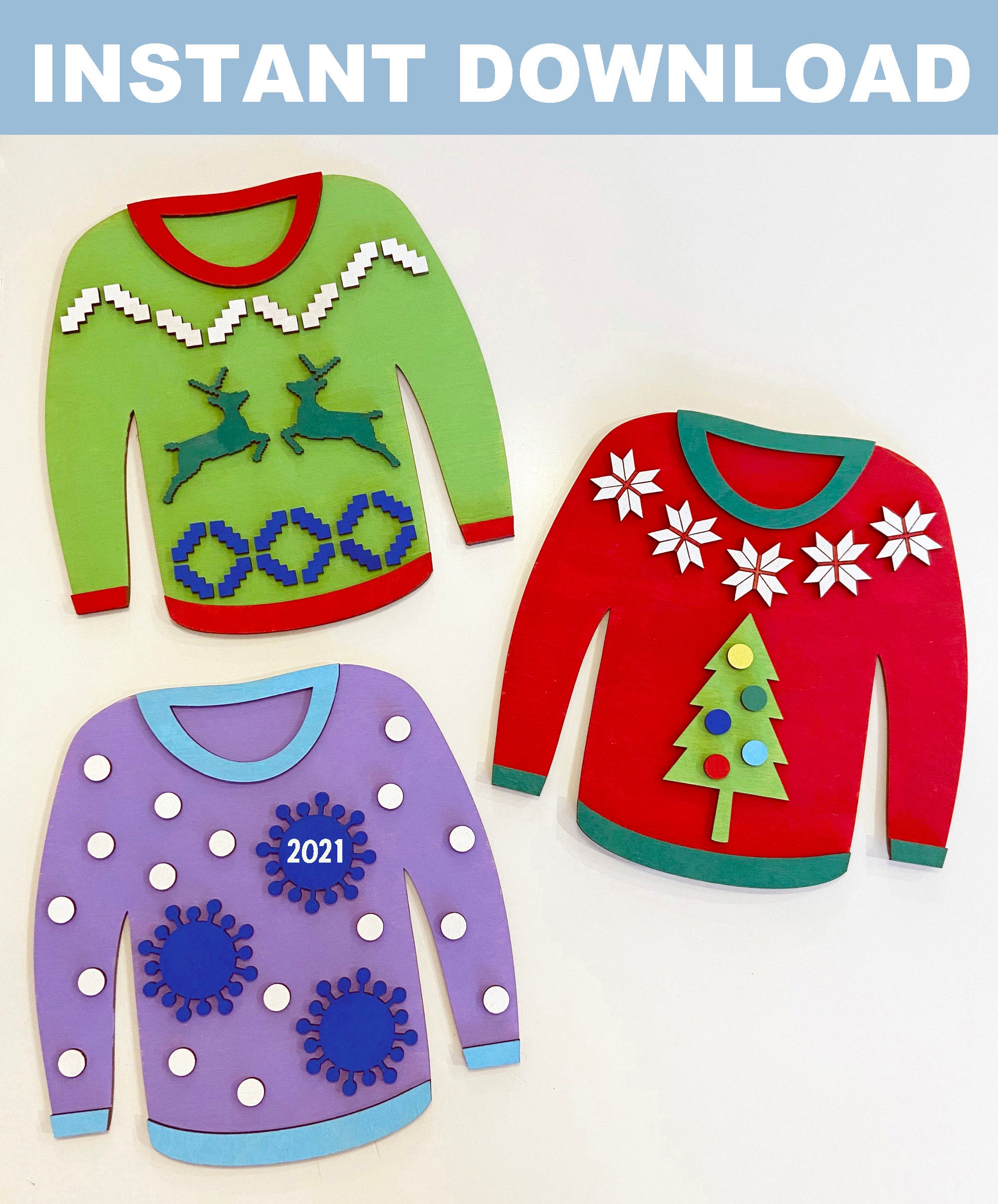 Christmas Sweater File Instant Download for DIY Kit, SVG, DXF Glowforge ...