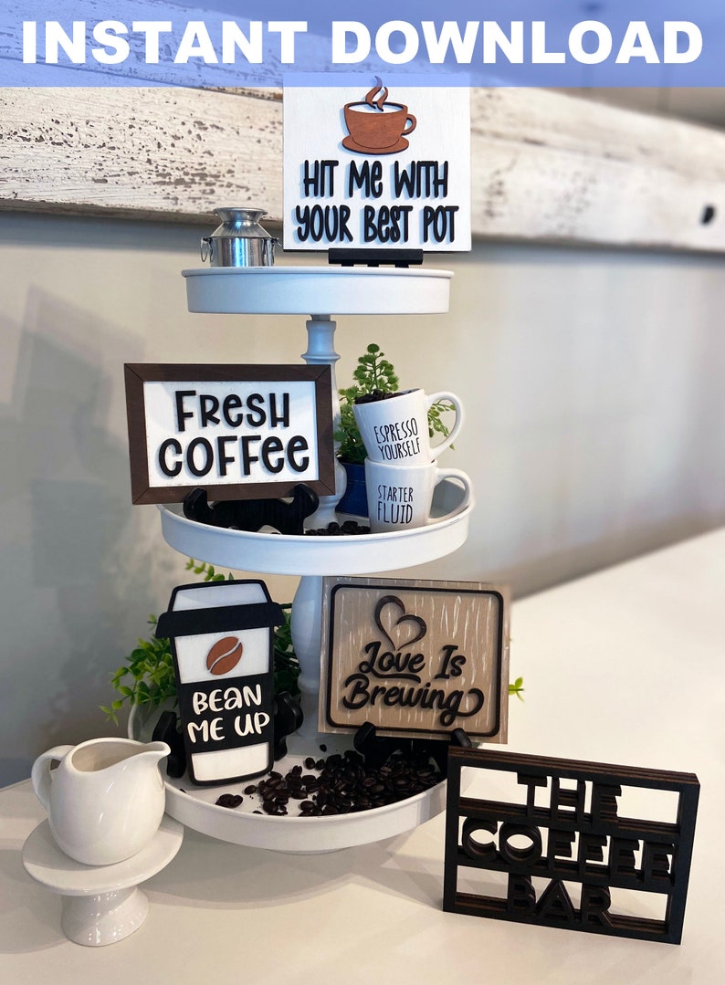 Download Coffee Bar Theme Tier Tiered Tray Signs SVG Files DXF files | Etsy