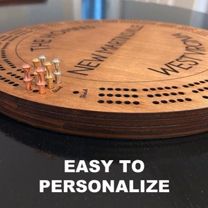 Cribbage Board Cut File, Round Cribbage Board, Three Track, Instant Download, Glowforge File, Laser File, Personalized Game Board, Games image 3