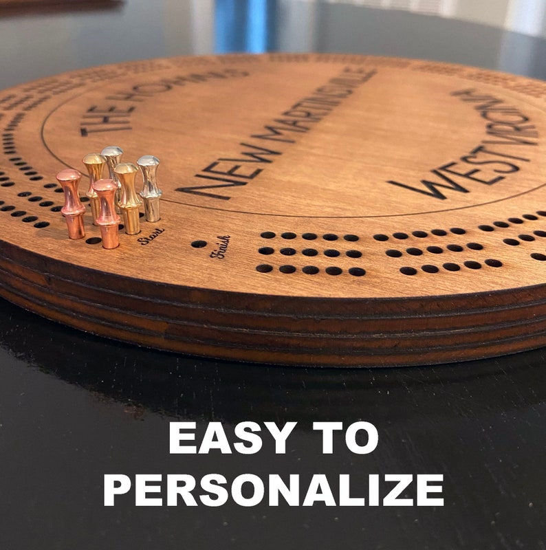 Cribbage Board Cut File, Round Cribbage Board, Three Track, Instant Download, Glowforge File, Laser File, Personalized Game Board, Games image 3