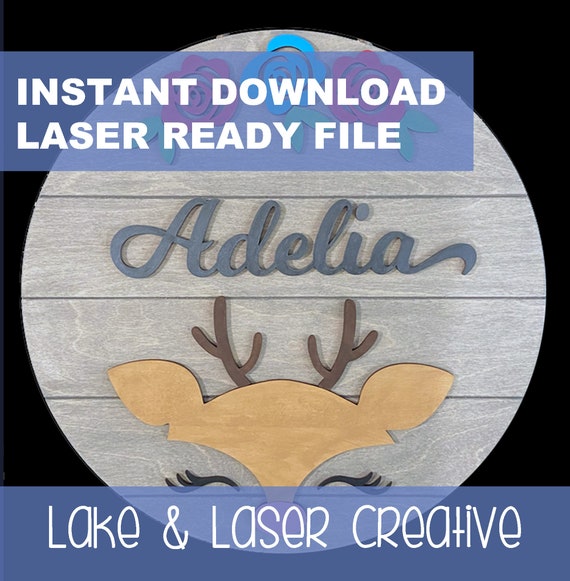 Download Deer Baby Round Name Sign Svg Digital File For Laser Cricut Etsy