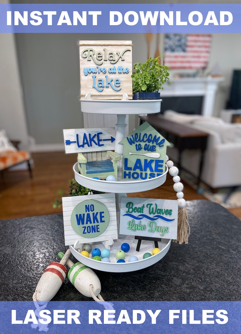 Lake Theme Tier Tiered Tray Kit SVG Files DXF Files Etsy