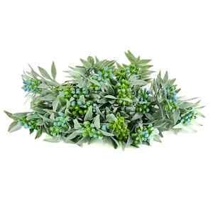 Mistletoe Spray | Frosted Green Leaves and  Berries | Winter Floral Filler for DIY Crafts & Wreaths