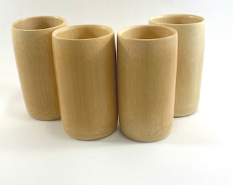 TXV Mart | Disposable or Reusable Natural Bamboo Wood Drinking Cup 12 oz | Wooden Tea Cup Coffee Mug Wine Mug, 4 Pack