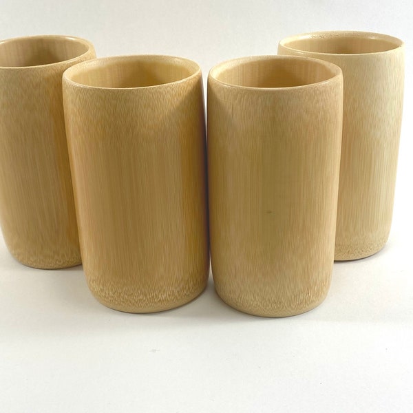 TXV Mart | Wegwerp of herbruikbare natuurlijke bamboe houten drinkbeker 12 oz | Houten theekopje koffiemok wijnmok, 4 stuks