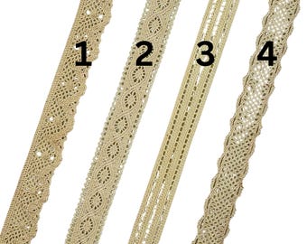 Vintage Romance Trim | Beige Cotton Lace | Crochet Edge Ribbon for DIY Crafts & Wedding Decor