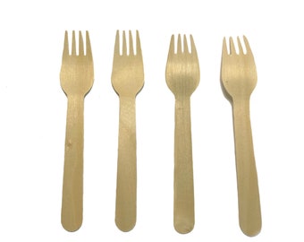 TXV Mart Wooden Disposable Forks, 100pcs,  6in Biodegradable Fork, Compostable Forks, Compostable Cutlery, Wooden Disposable Cutlery