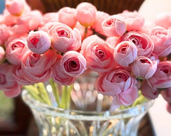 TXV Mart 10pcs Faux Silk Ranunculus | DIY Flower Arrangement