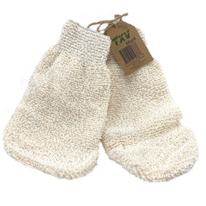 Natürliche Peeling-Sisal-Körper-Badehandschuhe Schwamm Scrubber Tiefenreinigung Entfernen abgestorbener Haut, Badezimmer, Dusche, Spa - 1 Paar