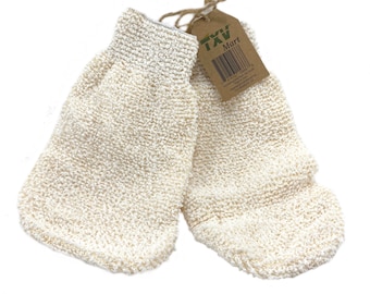 TXV Mart | Natural Exfoliating Sisal Body Bath Gloves Sponge Scrubber Deeply Clean Remove Dead Skin, Bathroom, Shower, Spa - 1 Pair
