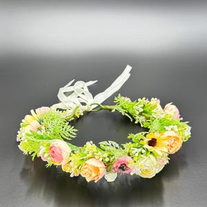 Peach Bloom Crown | Floral Crown for Girls & Brides | Romantic Pastel Flower Headpiece