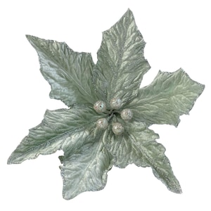 Diamond Poinsettia Pick | Glitter Christmas Flower | Holiday Wreath & Tree Decoration