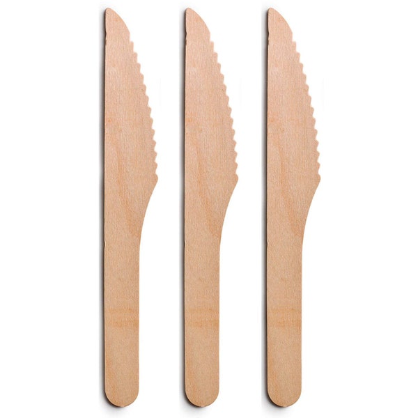 TXV Mart Wooden Knives Disposable, 100pcs,  6in Biodegradable Knives, Compostable Knives, Wooden Cutlery, Wooden Knife