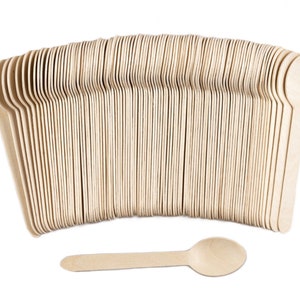 TXV Mart Wooden Disposable Spoons, 100pcs,  6in Biodegradable Spoons, Compostable Spoons, Wooden Craft Spoons, Dessert, Chocolate Stirrer