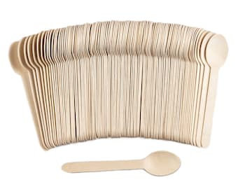 TXV Mart | Eco-Friendly Disposable Party Cutlery Wooden Spoons 6in 100% Natural, Biodegradable| Cake Spoons Chocolate Stirrers (Pack of 100)
