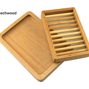 Wooden Beechwood Soap Dish, Soap Holder, Soap Saver for Bathroom, Shower Kitchen, Sink, Countertop