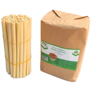 Disposable Reusable Bamboo Drinking Straws  100 pcs, BPA Free, Eco-Friendly 100%, Biodegradable, and Compostable, Weddings