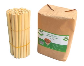 TXV Mart Disposable Reusable Bamboo Drinking Straws  100 pcs, BPA Free, Eco-Friendly 100%, Biodegradable, and Compostable, Weddings