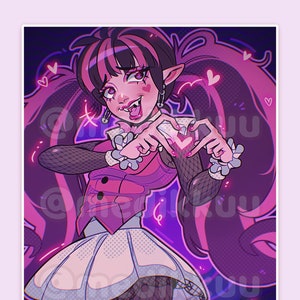 draculaura print - (glossy print) 5&quot; x 7&quot; | ghoul school, monster girls, monster school, ghoul girls