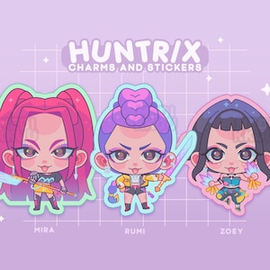 PREORDER huntrix keychain charms stickers | kpop demon hunters, huntr/x, rumi mira zoey