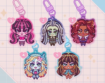 g1 ghoul school charms keychains (2" epoxy) | monster girls, monster school, ghoul girls