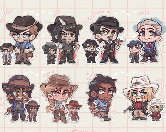 PREORDER Red Dead charms keychains (2.5" Glitter Epoxy) | arthur morgan, john marston, dutch, hosea, micah, sadie, charles, javier