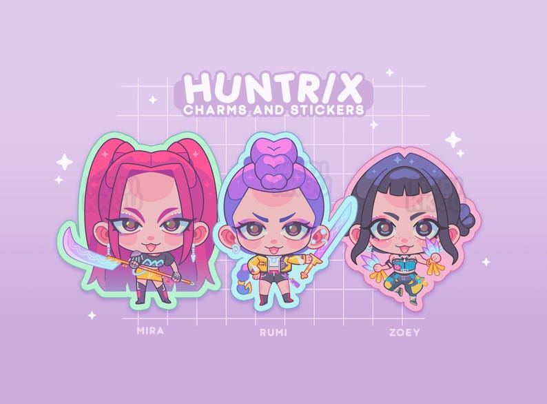 Huntrix Keychain Charms Stickers | Kpop Demon Hunters, Huntr/x, Rumi ...