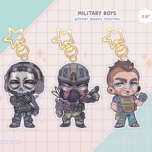 PREORDER military boys charms keychains (2.5&quot; Glitter Epoxy)