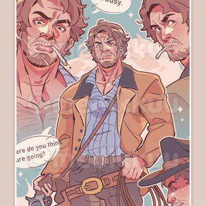 blue gunslinger print - (glossy print) 5&quot; x 7&quot;