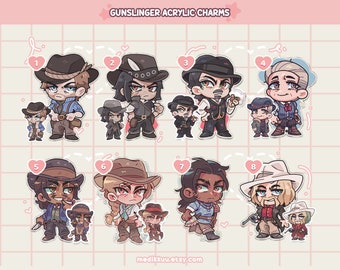 PREORDER outlaw gunslinger cowboy charms keychains (2.5" Glitter Epoxy)