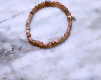 Sunstone Crystal Bracelet: 4mm Beaded Stackable Bracelet