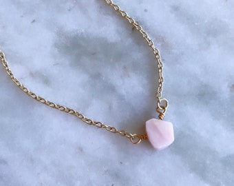 The Abby Necklace in Pink Opal or Kunzite