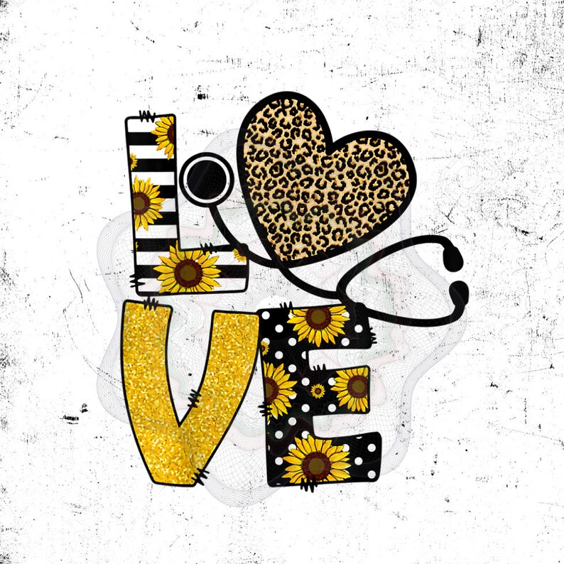 Download Love Nurse Sunflower Leopard Heart Nurse Gifts PNG SVG ...