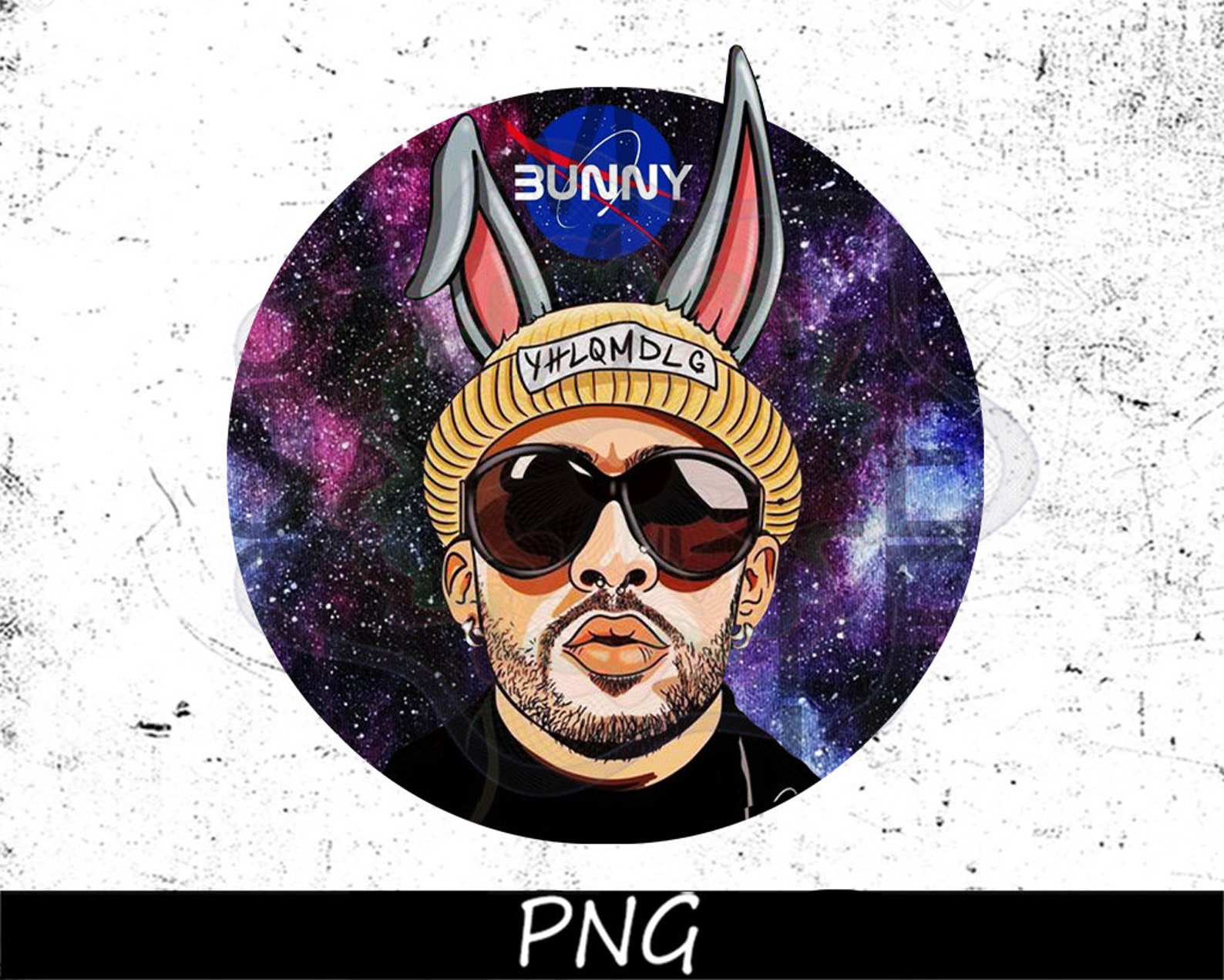  Bad Bunny Space Stars PNG FIle Sublimation Bad Bunny Fan Etsy