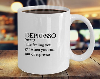 Depresso Definition Funny Coffee Lover Ceramic Coffee Cup