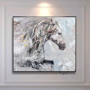 Abstract Horse Painting On Canvas Running Horse Painting Acrylic Animal Wall Decor Art Modern Abstract Painting Horse Artwork For Home Decor